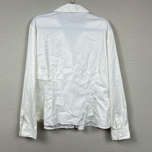 Lafayette 148 Pintuck Seams Ivory Career Button Front Dress Shirt Sz 14 - Picture 3 of 11